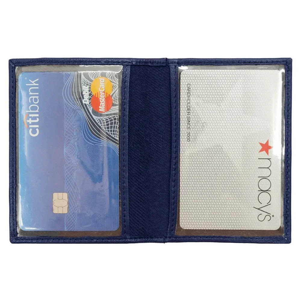 Genuine Leather Men Bifold Mini ID Holder Credit Card Case Organizer